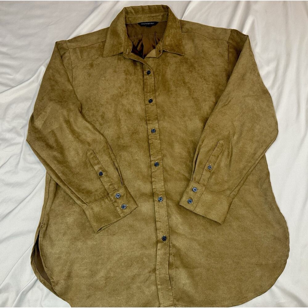 Banana Republic Women's Size S Brown Vegan Suede Horsehair Oversized Shirt